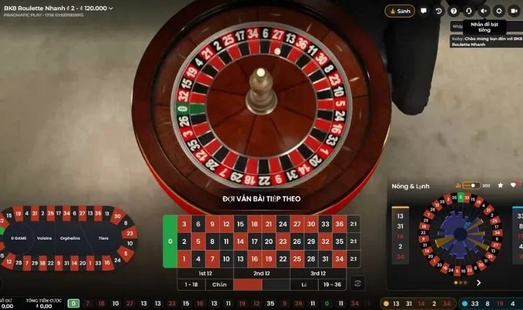 Giao diện chơi Roulette tại Vin777
